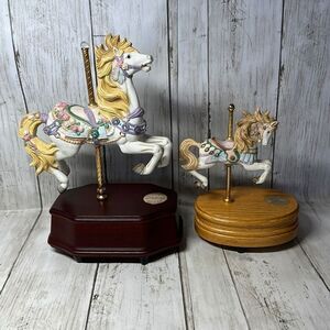 Lefton 1989‎ and Westland  Horse Carousel Music Box Set of 2
